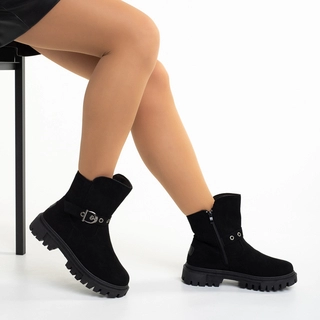Black Friday - Отстъпки Дамски чизми черни  от текстилен материал Catrina Промоция