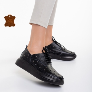 Дамски обувки casual черни от естествена кожа June