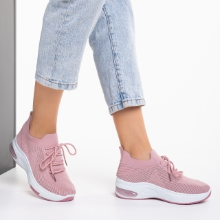 Дамски спортни обувки  розови от текстилен материал  Kindra
