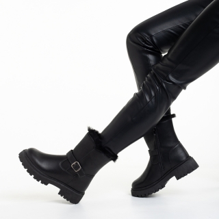 Дамски чизми черни  от еко кожа  Valeda