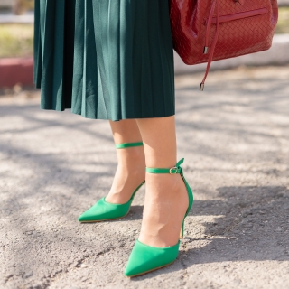 Easter Sale - Отстъпки Дамски обувки  зелени  от текстилен материал  с ток  Florene  Промоция