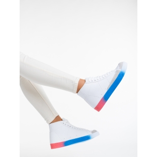 Дамски спортни обувки бели с синьо от еко кожа Kianna