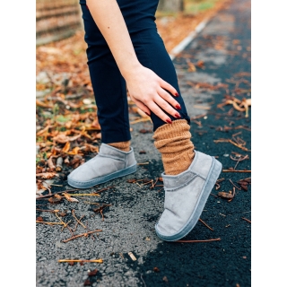 Дамски чизми сиви от текстилен материал Enna