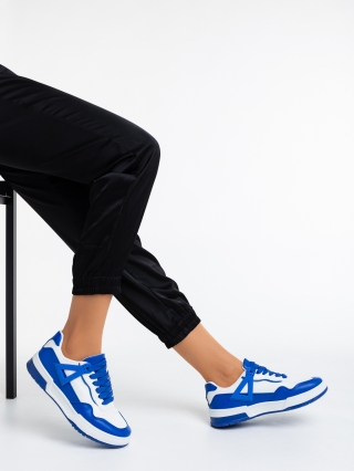 Women's Month - Отстъпки Дамски спортни обувки бели с тъмно синьо от еко кожа Milla Промоция