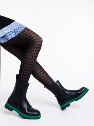 Black Friday - Отстъпки Дамски чизми черни със зелено от еко кожа Omolara Промоция
