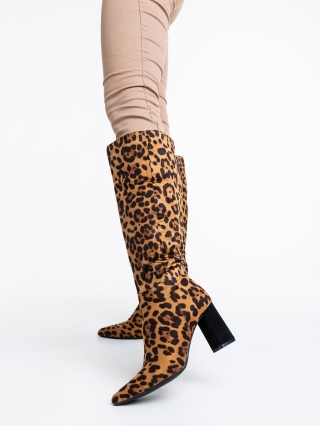 Black Friday - Отстъпки Дамски чизми леопард от текстилен материал Hersilia Промоция