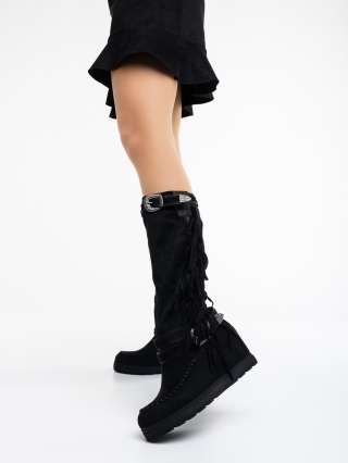 Winter Sale - Отстъпки Дамски чизми черни от текстилен материал Ulyssa Промоция