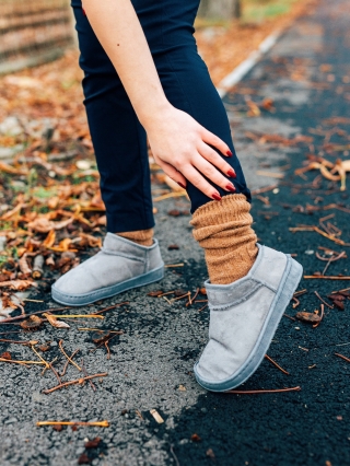 Winter Sale - Отстъпки Дамски чизми сиви от текстилен материал Enna Промоция