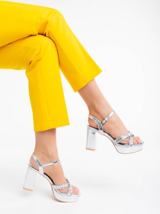 Easter Sale - Отстъпки Дамски сандали сребристи от екологична кожа Sevin Промоция